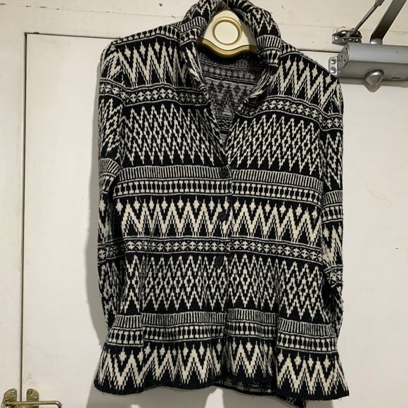 LAUREN RALPH LAUREN KNIT WOOL BLEND PRINT SHAWL SWEATERS SIZE L - Picture 5 of 15